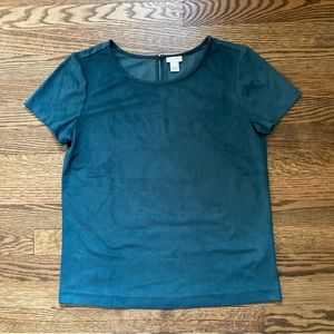 J.Crew Factory faux suede top emerald green XS